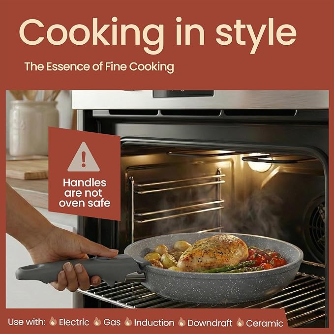 Bakken 17-Piece Ceramic Coated Aluminum Cookware Set, Nonstick Pots and Pans with Lids, Silicone Cooking Utensils & Oven Mitts, All Stovetop Safe Up To 500°F, PTFE & PFAS Free, Dishwasher Safe