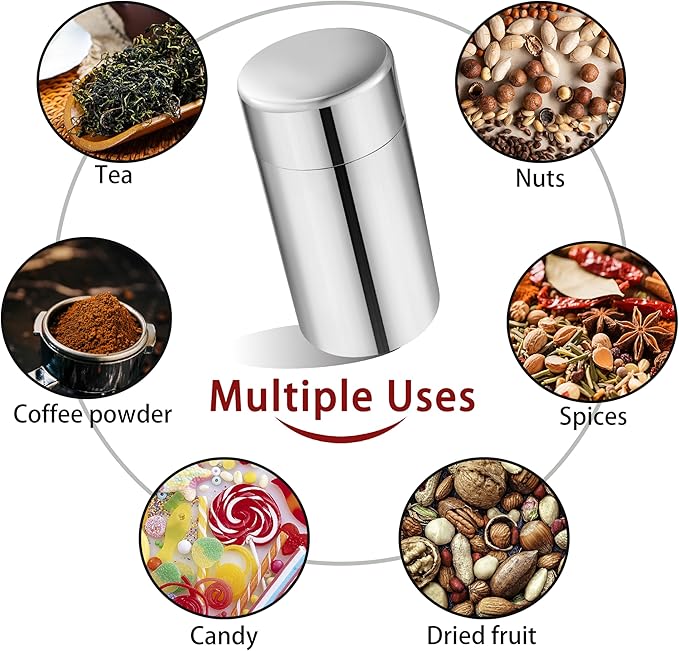 OLULU 19oz Tea Canister Double Seal Stainless Steel Airtight Tea Tin, Tea Container for Loose Leaf Tea Coffee Herbs and Spices Storage