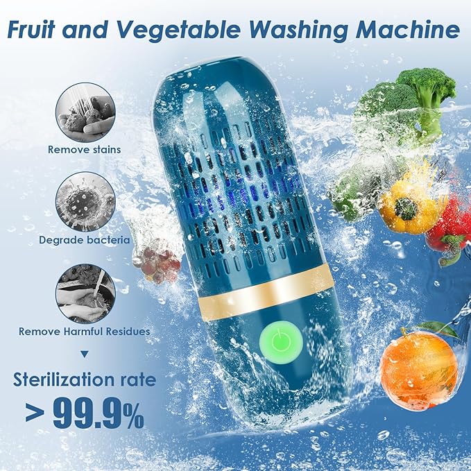 Cudinham Fruit and Vegetable Purifier Cleaner Washing Machine Upgraded Capsule Shape Disinfection OH-ion Purification Technology for Cleaning Veggie Grains Rice Meat Seafood, Forest Green