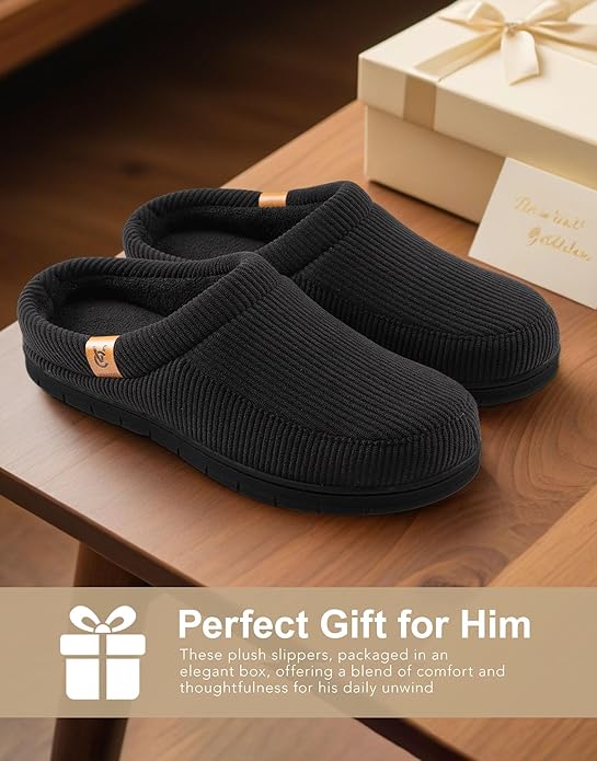 VeraCosy Men's Moccasin Slippers Comfy Soft Durable Slip-on Indoor Memory Foam House Shoes
