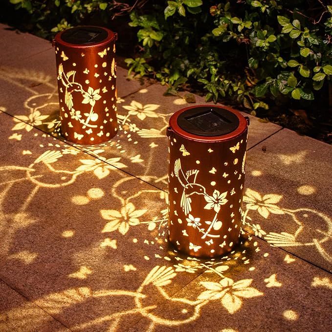 Mothers Day Gifts, 4 Pack Solar Lanterns Outdoor Waterproof Hummingbirds Birthday Gifts for Women Mom Grandma Garden Decor Hanging LED Decorative Light for Patio Yard Lawn Gardening Gifts