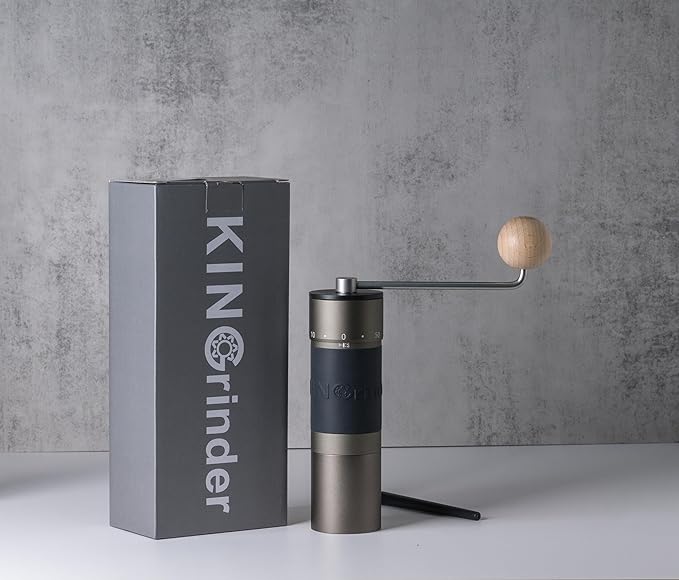 【Iron Gray】KINGrinder K6 Manual Hand Coffee Grinder with Straight Handle for French Press, Drip, Espresso with Assembly Consistency Stainless Steel Conical Burr Mill, 25-35g Capacity
