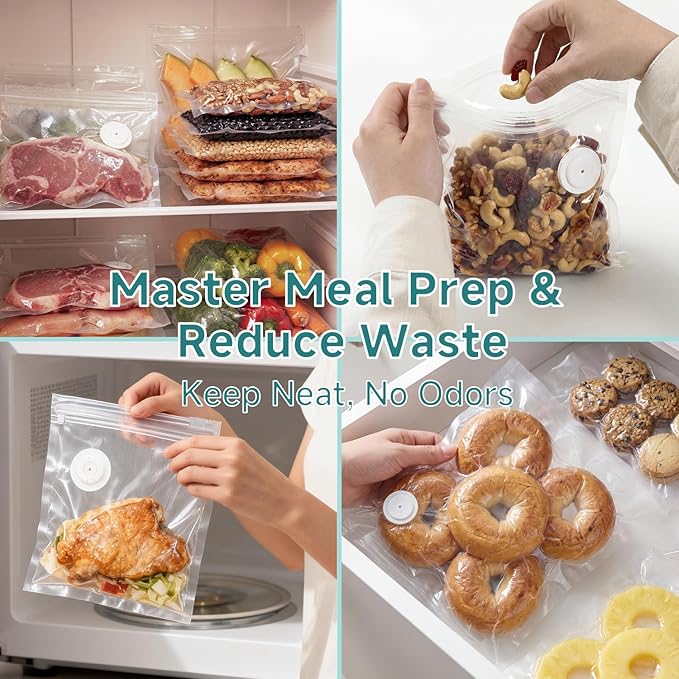 Reusable Vacuum Sealer Bags for Food – 30 BPA-Free Medium (11in × 10.2in) Food Storage Bags, Freezer Microwave Safe– Odor Resistant, Leak-Proof – Compatible with Handheld Vacuum Sealers | BPA Free Material