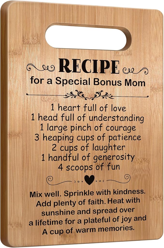 Popular Gifts for Bonus Mom Mothers Day, Cutting Board Gift for Bonus Mom, Bonus Mom Birthday Gifts from Daughter Son