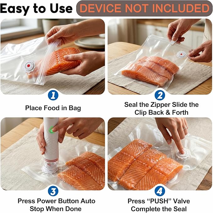 3rd-Gen (10" x 11") 20 PCS Upgraded Reusable High-Seal Bags (Vacuum Sealer Machine Not Included), Compatible with CNAOA Vacuum Sealers
