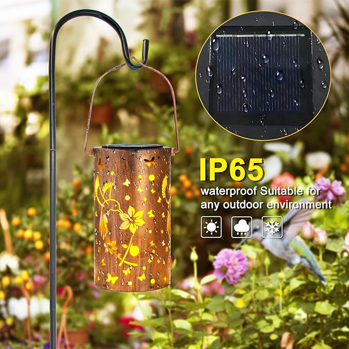 Mothers Day Gifts, 4 Pack Solar Lanterns Outdoor Waterproof Hummingbirds Birthday Gifts for Women Mom Grandma Garden Decor Hanging LED Decorative Light for Patio Yard Lawn Gardening Gifts