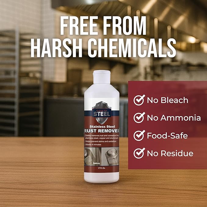 CLEAN MY STEEL Innoshine B570 Stainless Steel Rust Remover and Cleaner, NSF Certified, Approved for Food Contact Areas, 17 oz