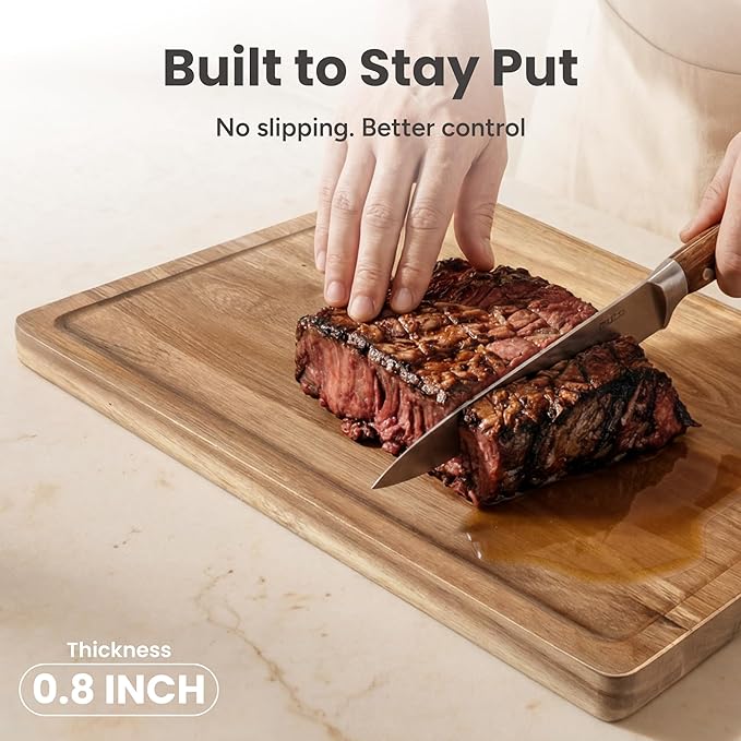 SMIRLY Wood Cutting Boards For Kitchen Meal Prep & Serving, Bamboo Cutting Board Set, Charcuterie Chopping Boards and Wooden Cutting Boards for Kitchen