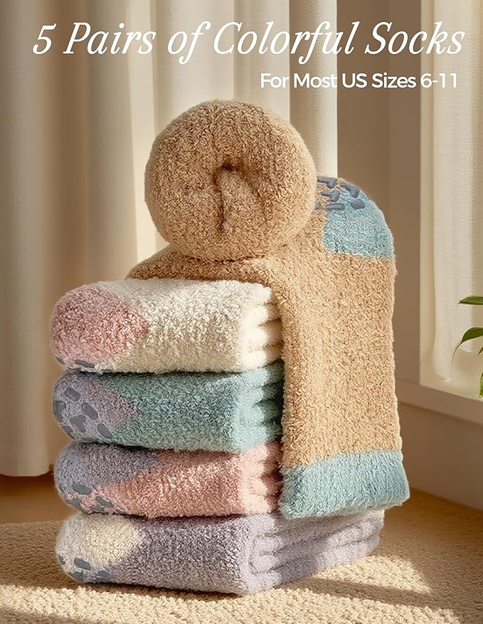 TEHOOK Warm & Cozy Gifts for Women, Fluffy Fuzzy Plush Sleeping Slipper Socks - Soft Warm Fabric