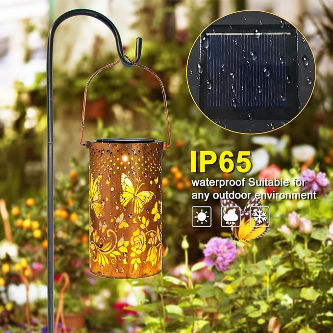 Mothers Day Gifts, 4 Pack Butterfly Birthday Gifts for Women Mom Grandma Solar Lanterns Outdoor Waterproof Garden Decor Hanging LED Decorative Light for Patio Yard Lawn Gardening Gifts