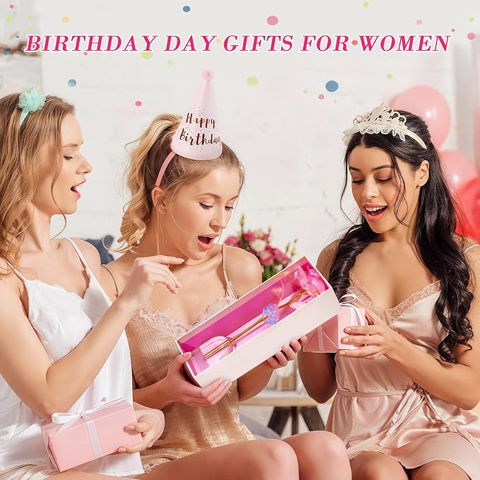 Mothers Day Mom Gifts for Women Grandma, Artificial Forever Birthday Flowers Galaxy Glass Eternal Roses with Heart Shaped Crystal Vase, Mother's Day Anniversary Wedding Rose Gifts for Wife Sister