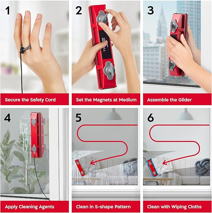Tyroler Outside Magnetic Window Cleaner Tool | The Glider S-1 AFC Double-Sided Window Cleaner Tool Fits Windows 0.1"-0.4" Thick | Magnet Window Cleaner | Magnetic Glass Cleaner | Limpiador magnetico