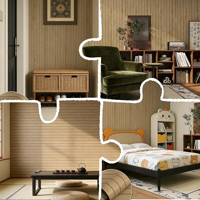 Abyssaly 3D Peel and Stick Wood Wall Panels, 15.7" x 118" Thickened PVC Self-Adhesive Wall Paneling, Soundproof Waterproof Brown Wood Slat Wallpaper for Living Room Bedroom Kitchen Accent Walls
