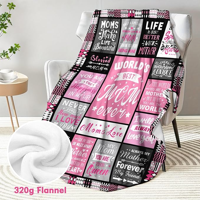 Moms from Daughter Son - Blanket Gifts for Mom - World's Best Mom Ever Gifts - Christmas Valentines Day Birthday Present for Moms - Mother Life Blanket 60"x80"