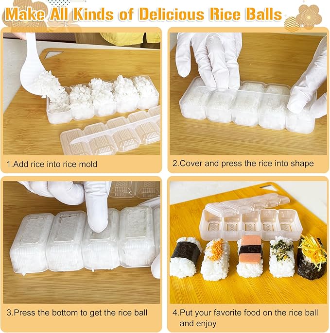 TAORISH Onigiri Mold, 8 Pcs Rice Mold Musubi Maker Kit, Musubi Maker Press Mold, Classic Triangle Rice Ball Mold Maker Sushi Mold for Kid Lunch Bento, Home DIY, Standard