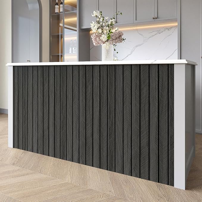 Wood Slat Wall Panel Grey Black 3D Wood Panels for Wall Decor Removable Shiplap Peel and Stick Wallpaper Acoustic Wooden Slat Wallpaper for Bedroom Cabinet Backsplash TV Background Ceiling