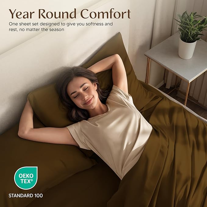 Utopia Bedding Full Size Sheet Set – 4 Piece Bed Sheets, Soft and Breathable Microfiber, Includes 1 Fitted Sheet, 1 Flat Sheet and 2 Pillowcases – Oeko Tex (Mocha)