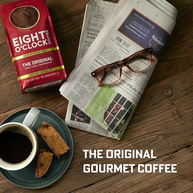 Eight O'Clock Coffee The Original, Medium Roast Whole Bean Coffee, Sweet, Fruity, Well Balanced, 30 Ounce (Pack of 2)