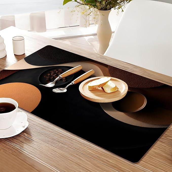 Coffee Mat 17"x32" - Extra Large Absorbent Non Slip Dish Drying Mat,Coffee Bar Accessories,Kitchen Counter Protector for Coffeemaker, Sink, Dining Decor
