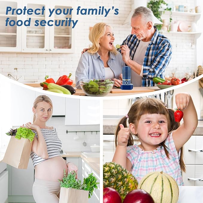 Cudinham Fruit and Vegetable Purifier Cleaner Washing Machine Capsule Shape Cleaner Device OH-ion Purification Technology for Cleaning Veggie Grains Rice Meat Seafood, Blue