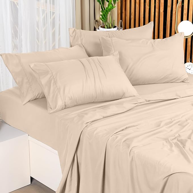 Utopia Bedding Full Sheet Set – 4 Piece Bed Sheets for Full Size Bed, Soft and Breathable Microfiber, Includes 1 Fitted Sheet, 1 Flat Sheet and 2 Pillowcases (Beige) (Pack of 2)