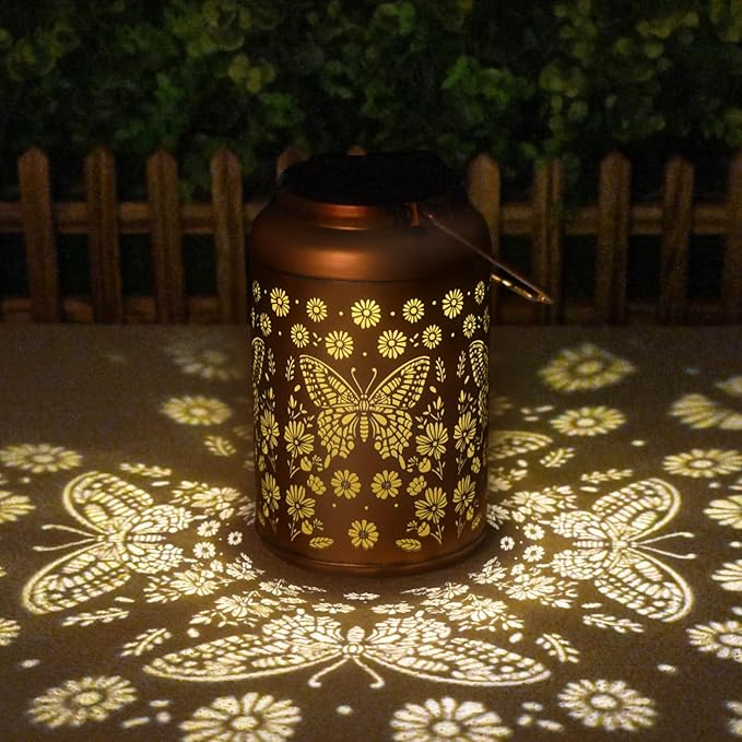 Mothers Day Gifts for Mom Grandma - Birthday Gifts for Women, 2 Pack Butterfly Solar Lanterns Outdoor Waterproof - Butterflies Solar Lights Garden Decor, Outdoor Decor for Patio, Yard