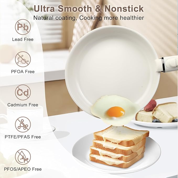 FAB&DELUXE 13Pcs Nonstick Cookware Set, Aluminum Nonstick Pots and Pans with Lids & Detachable Handle, Non-toxic Healthy Kitchen Cooking Sets, PFAS and PFOA Free