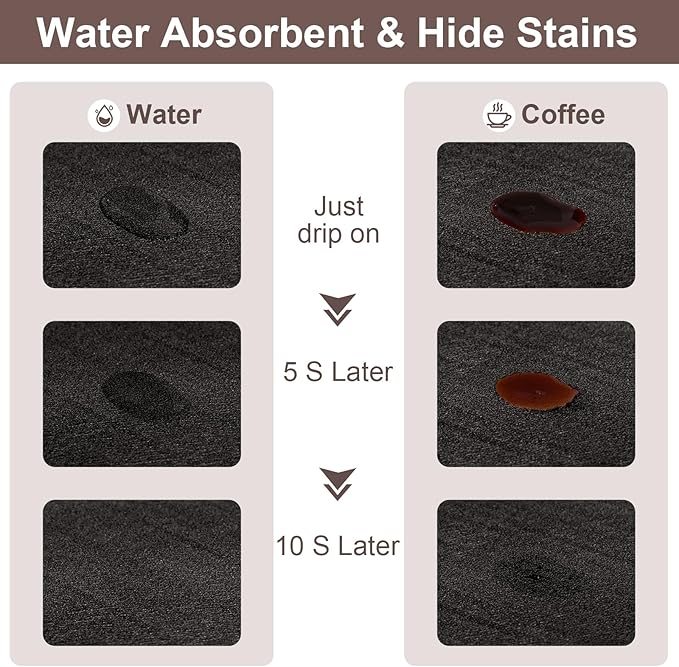 CooRug Absorbent Coffee Mat, Fashion Dish Drying Mat for Kitchen Counter Coffee Bar Accessories Espresso Machine Dish Rack 16" x 24" Black