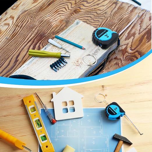 Kanayu Mini Tape Measure Keychains 3 ft Small Retractable Measuring Tape Bulk with Lock Steel Easy Read Pocket for Birthday Party Favors Daily Use(3 ft,Blue,50)