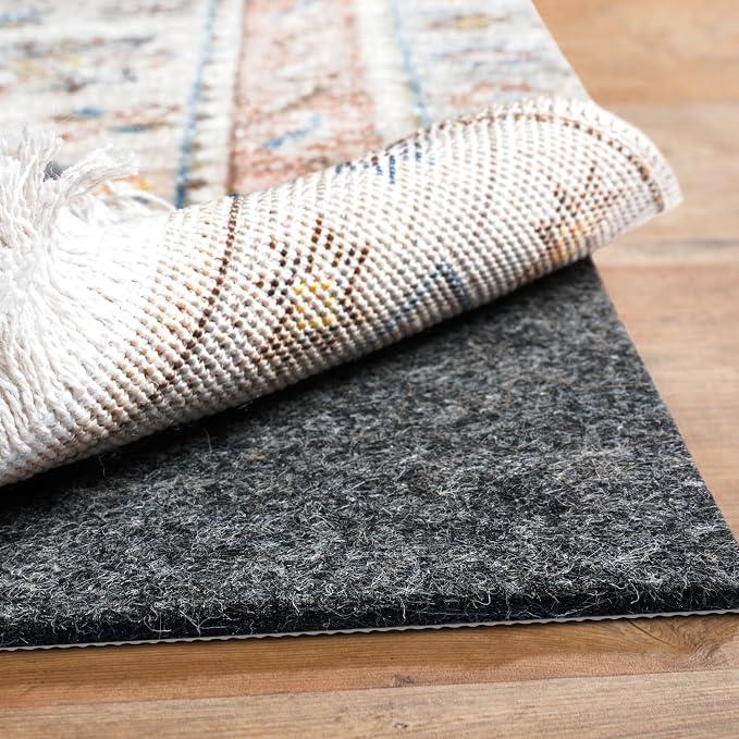 BAGAIL Felt and Natural Rubber Backing Rug Pads 3/8” Thick, 8 x 11 Ft Non Slip Carpet Gripper Keep Rugs in Place, Under Area Rug Protective Cushioned Pads, Carpet Runners, Hardwood Floors Protection