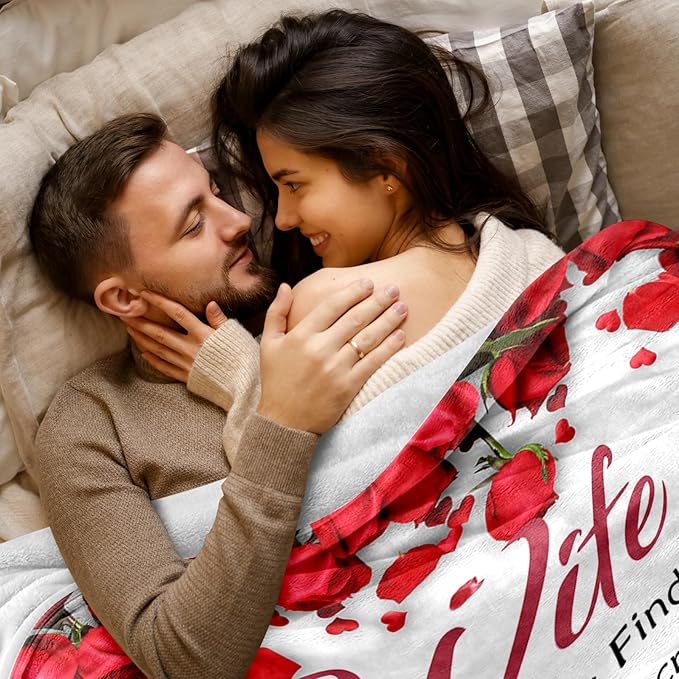 Birthday Gifts for Wife - Gifts for Wife from Husband - Anniversary Wedding Gift for Women - Wives Birthday Gift Ideas - Romantic I Love You Present for Her - to My Wife's Blanket 60"x80"