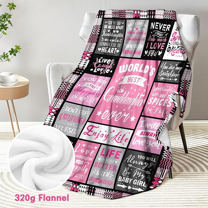 Teen Girl Gifts Trendy Stuff - Birthday Gifts for Granddaughter - World's Best Granddaughter Ever Gifts from Grandma - Graduation Presents for Granddaughters Life Blanket 50"x60"