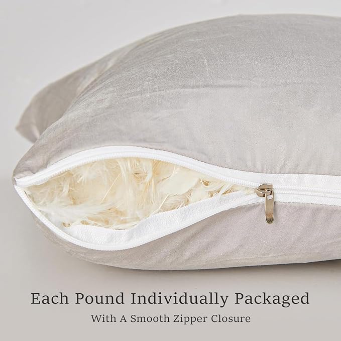 MOOX Down Feathers Pillow Filling Stuffing with 10% Goose Down 90% Feather Fluffy Blend Fill DIY Upholstery Crafts for Couch Cushions Bed Pillow Inserts Stuffing (2.0, Pounds)