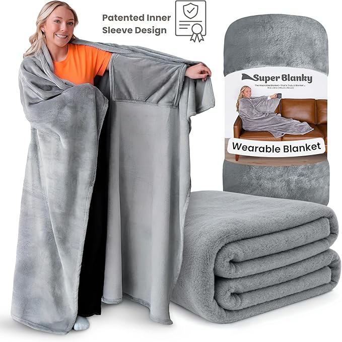 Super Blanky Wearable Blankets for Women, Adult Wearable Blanket Men, Mother's Day Gifts for Her, Wife Birthday Gift Ideas