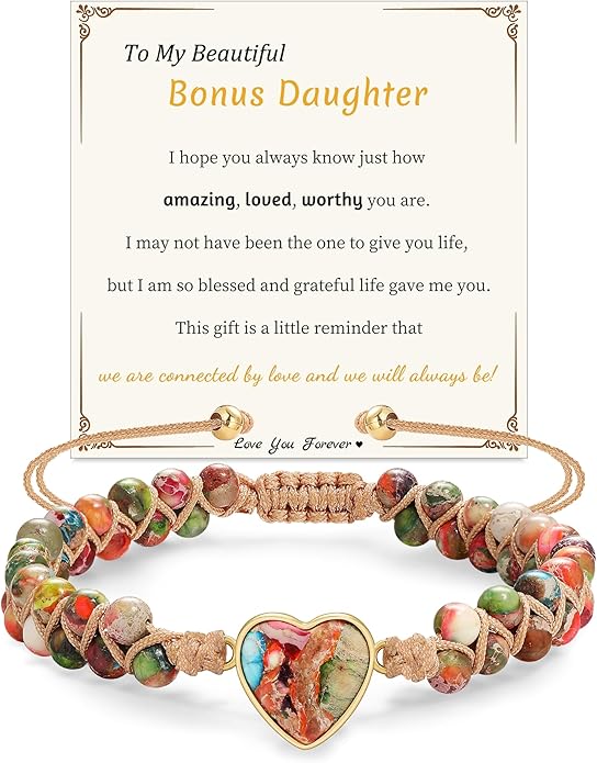 Mothers Day Gifts for Daughter Granddaughter, To My Mom Grandma Wife Girlfriend Sister Jasper Heart Bracelets Birthday Anniversary Christmas Stocking Stuffers Valentines Day Jewelry