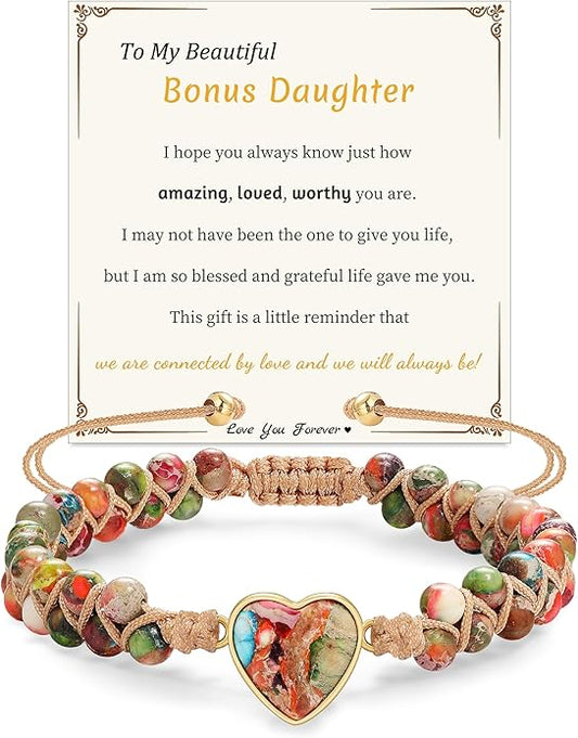 Mothers Day Gifts for Daughter Granddaughter, To My Mom Grandma Wife Girlfriend Sister Jasper Heart Bracelets Birthday Anniversary Christmas Stocking Stuffers Valentines Day Jewelry