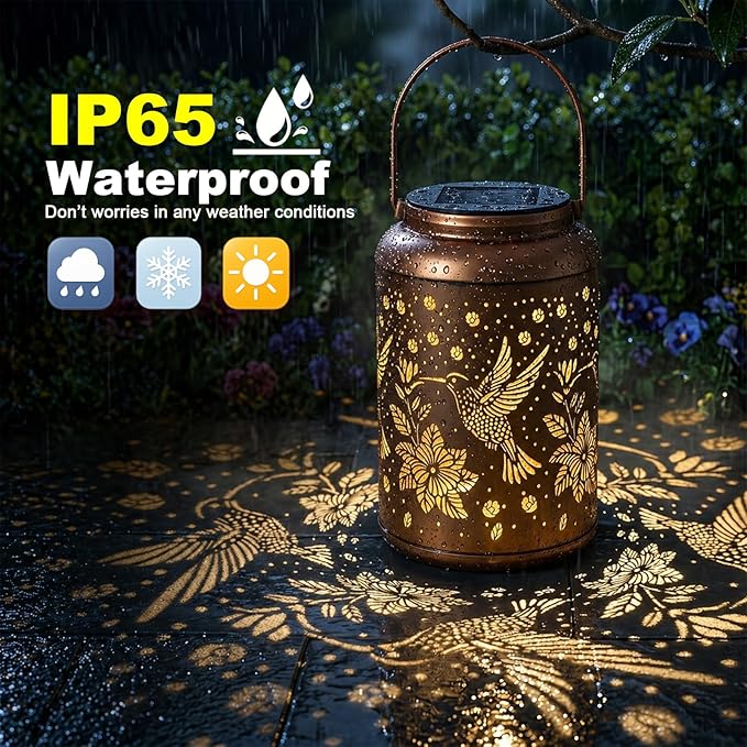Mothers Day Gifts for Mom Grandma - Birthday Day Gifts for Women, Hummingbird Solar Lantern Outdoor Waterproof, Garden Decor