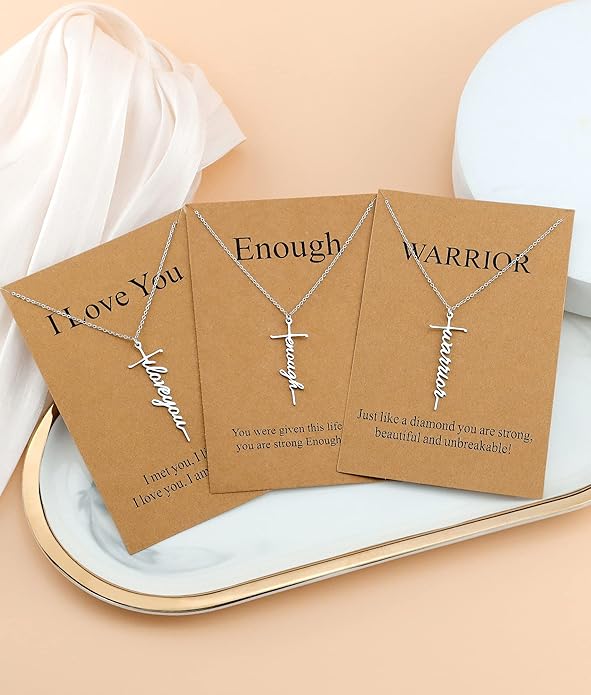 Lcherry Faith Cross Pendant Necklace for Women Religious Christian Jewelry Mother's Day Gifts for Women