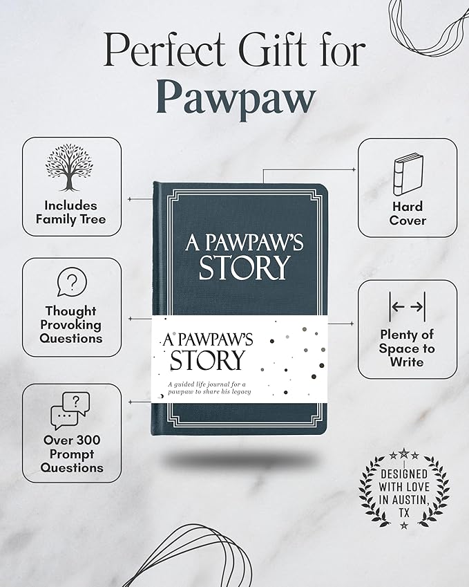 Pawpaw's Life Story Journal (Hardcover): A Meaningful Keepsake for Pawpaw to Share His Journey and Memories, Book Includes 250+ Prompt, Sentimental Gift for Father's Day, Birthday & Christmas