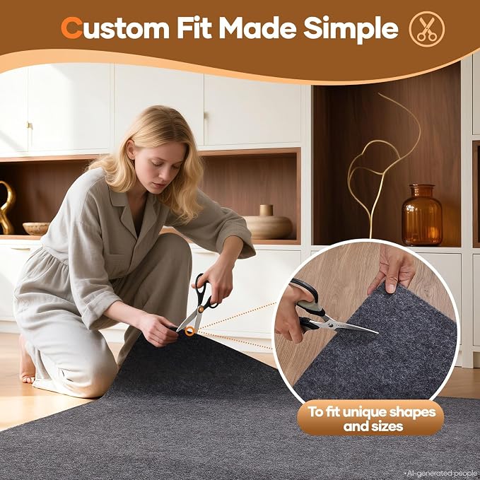 Veken 8 Ft Round Non Slip Cushioned Rug Pad Gripper, Felt and Silicone Backing, 1/8" Thick, Carpet Liner Protector Mat for Area Rugs and Hardwood Floors, Keep Rugs Safe and in Place