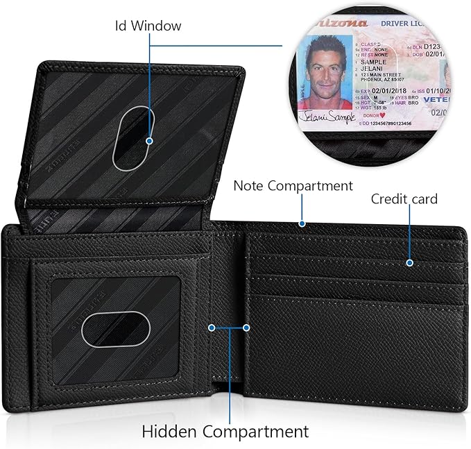 RUNBOX Wallet for Men Slim Rfid Leather 2 ID Window With Gift Box | Slim, Rfid, 2 ID Window, With Gift Box, Slim, Rfid