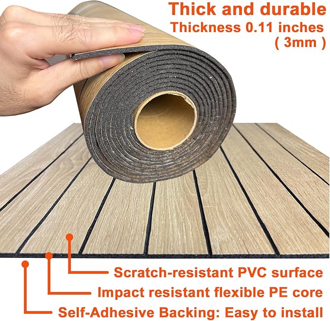 YU LI 3DH Peel and Stick PVC Slat Wall Panel 118"x15.75" Self-Adhesive Thick Faux Smoked Wood Grain Wallpaper Panel 3D Soundproof Wall Panels for Walls & Ceilings