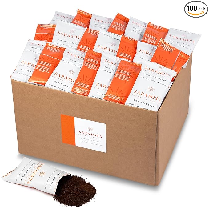 Coffee Packets – Bulk Decaf Fractional Packs Sampler Set, Gourmet Low Acid Mold Free 2 oz Single-Pot Pouches for 12 Cup Brewers, 100 Count Box – Sarasota