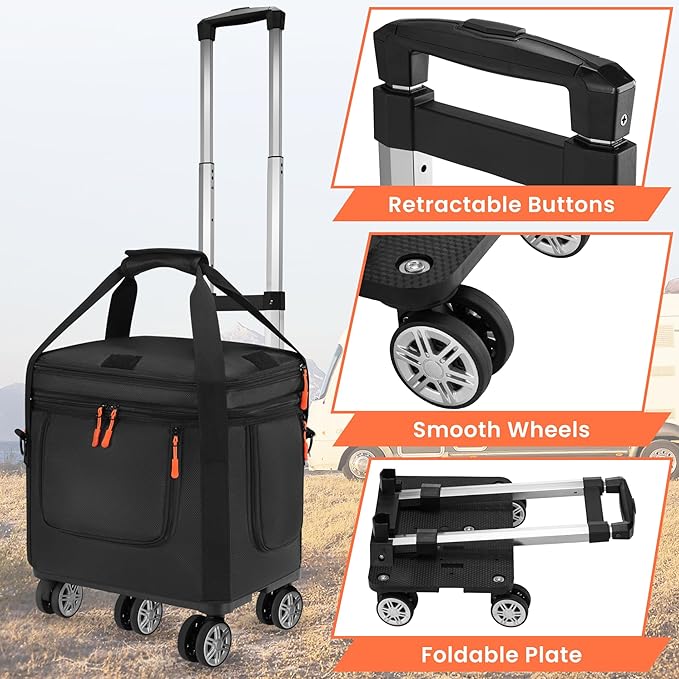Carrying Bag with Wheels Compatible with Jackery Explorer 1000 V2, Soft Portable Power Station Storage Case, Powerstation Roller Bag with Wheels and Side Zipper, Multi-Pocket, Shoulder Strap