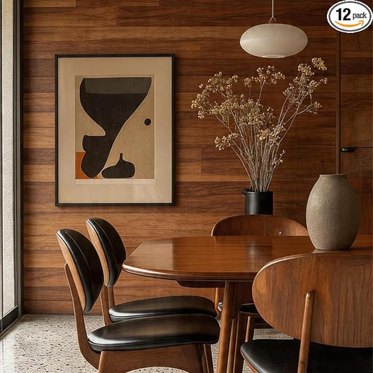 Peel and Stick Wall Panels, Easy Self Adhesive Vinyl Tiles Wall Planks, Farmhouse Wood Grain Shiplap for Kitchen Bedroom Interior WallDecor (12 pcs/18.1 Sq Ft/Box) (Horse Brown Smoked Wood)