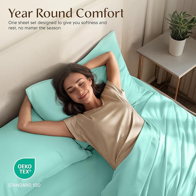 Utopia Bedding Twin XL Sheet Set – 3 Piece Bed Sheets for Twin XL Size Bed, Soft and Breathable Microfiber, Includes 1 Fitted Sheet, 1 Flat Sheet and 1 Pillowcase – Oeko Tex (Spa Blue)