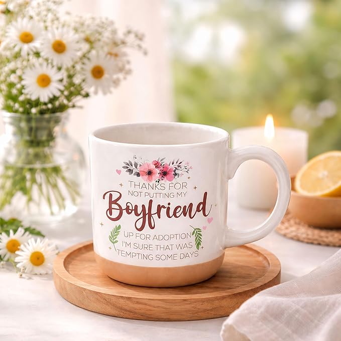Boyfriends Mom Mothers Day Gift Mug, Boyfriends Mom Gfts, Mothers Day Gift for Boyfriendss Moms, Boyfriend Moms Gifts for Christmas, Birthday Gift, Flower Cups 13oz