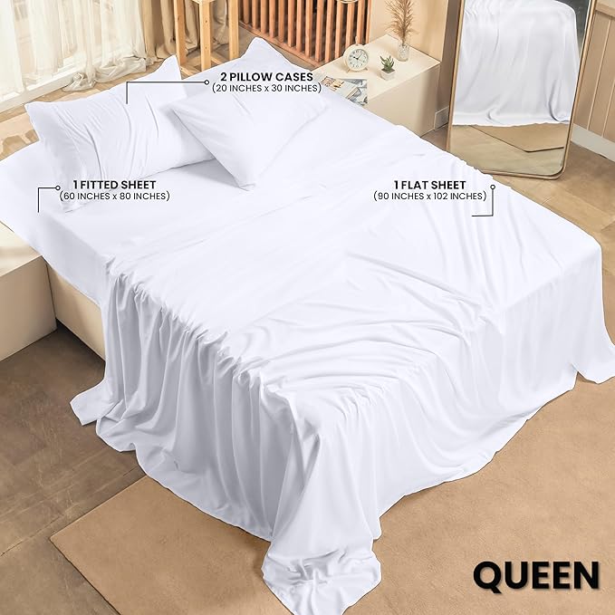 Utopia Bedding Queen Bed Sheets Set - Pack of 2 Sheet Sets - Perfect for Spa, Hotel, & Guest Bedroom - Brushed Microfiber - Shrinkage and Fade Resistant - Easy Care (White)