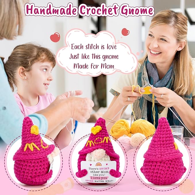 Mom Gifts for Mothers Day - Funny Mother's Day Birthday Handmade Gnome Gift for Mom from Daughter Son, Cute Crochet Gnomes for Mother Mama Mommy I Love You Christmas Stocking Stuffers