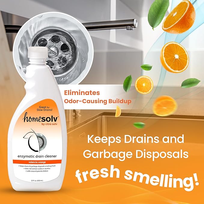 Enzyme Drain Cleaner and Deodorizer - Breaks Down Grease Build Up, Eliminating Odors and Smells, Septic Safe, Non-Caustic Sink Drain and Garbage Disposal Cleaner (22 Fl Oz 6 Pack)